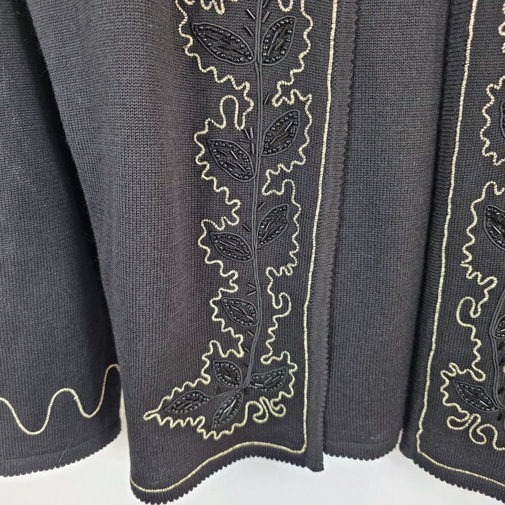Alfred Dunner Black Wool Blend Cardigan Sweater & Shell Size Medium Embellished - Picture 9 of 13